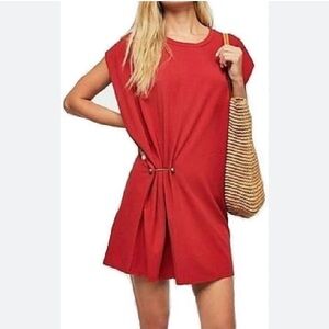 Free People Bianca Shift Dress Womens Size Medium Red Oversized